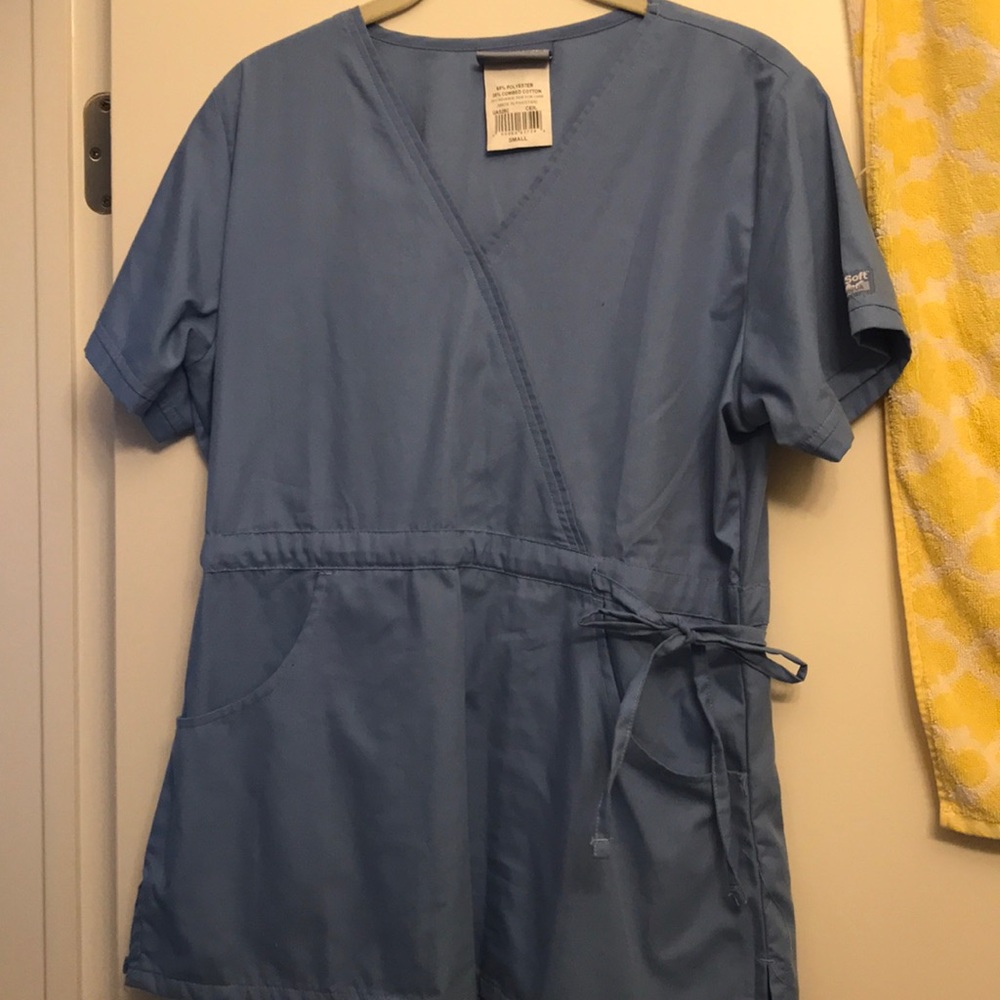 Butter soft blue scrub top
